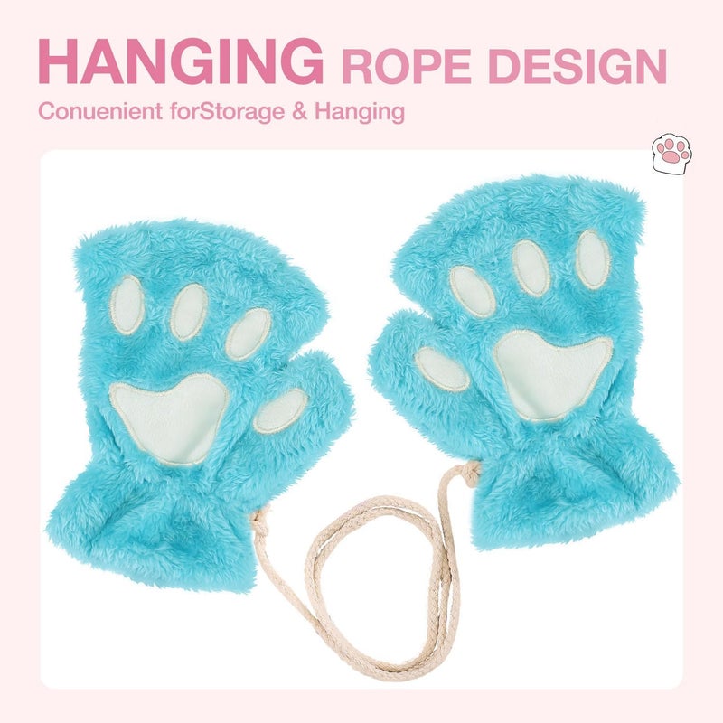 Tiny Chou Cat Paw Gloves for Cosplay Party Halloween Costume Accessories, Winter Fingerless Warm Gloves for Women Girls - Image 3